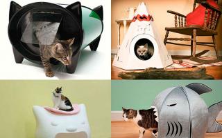 Домик — палатка для кошки из футболки Кошачий домик из футболки
